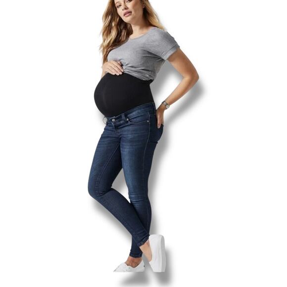 BLANQI Maternity Over the Belly Support Skinny Jeans Sz. 8 Dark Wash Blue - Picture 1 of 11
